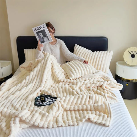 Soft Coral Fleece Sofa Throw Blanket Comfortable Thicken Bed Sheet