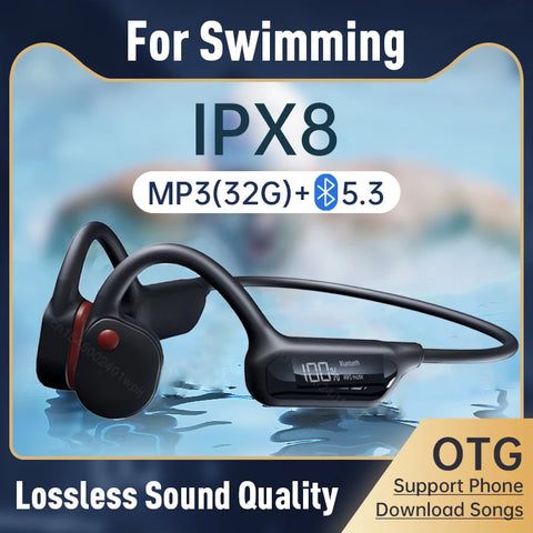 Real Bone Conduction Headphones Swimming IPX8 Waterproof