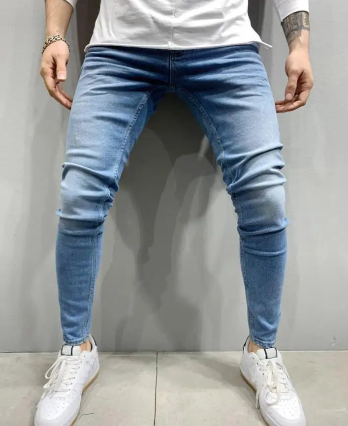 Jeans Men Pants Wash Solid Color Multi Pockets Denim Mid Waist Cargo Jeans Plus Size Fahsion Casual Trousers Male Daily Wear