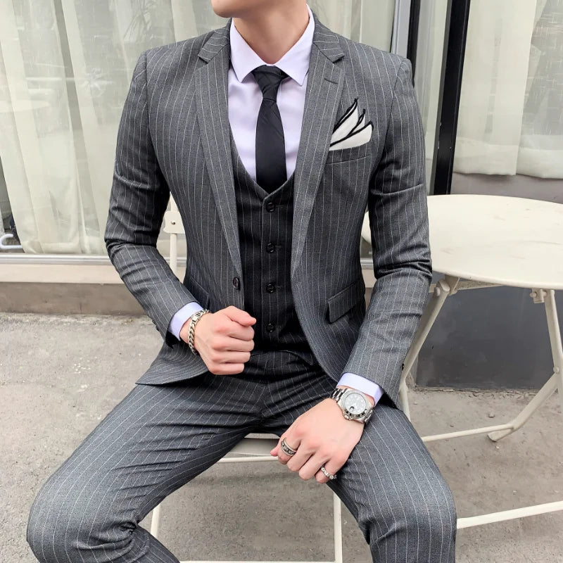 Classic Striped Men's Jacket Suit