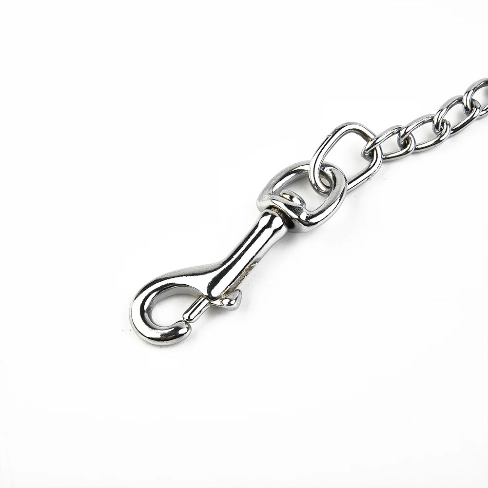 Metal Chain Dog Lead With Leather Style