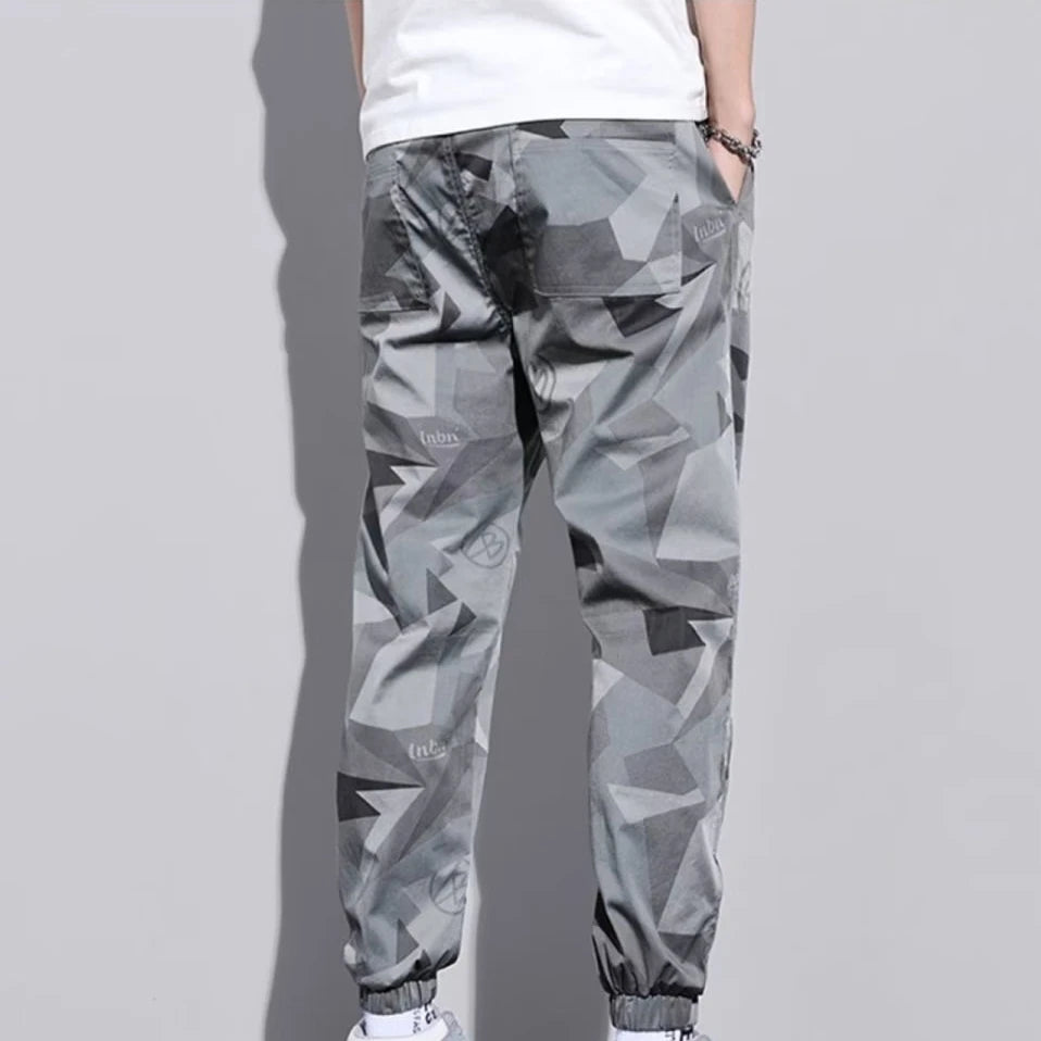 Elastic Waist Drawstring Pants Sports Outdoor Fashion Male Cargo Trouser