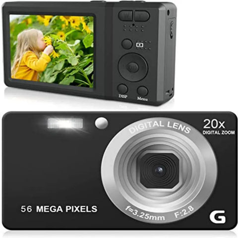 Digital Camera Auto Focus 2.7 Inch LCD Travel Portable 4K 56MP 56 Million Pixel Anti-Shake 20x Zoom for Photography Video