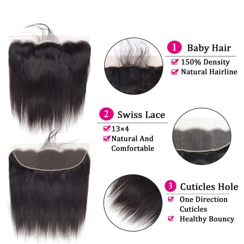 Straight Human Hair Bundles with Lace Frontal