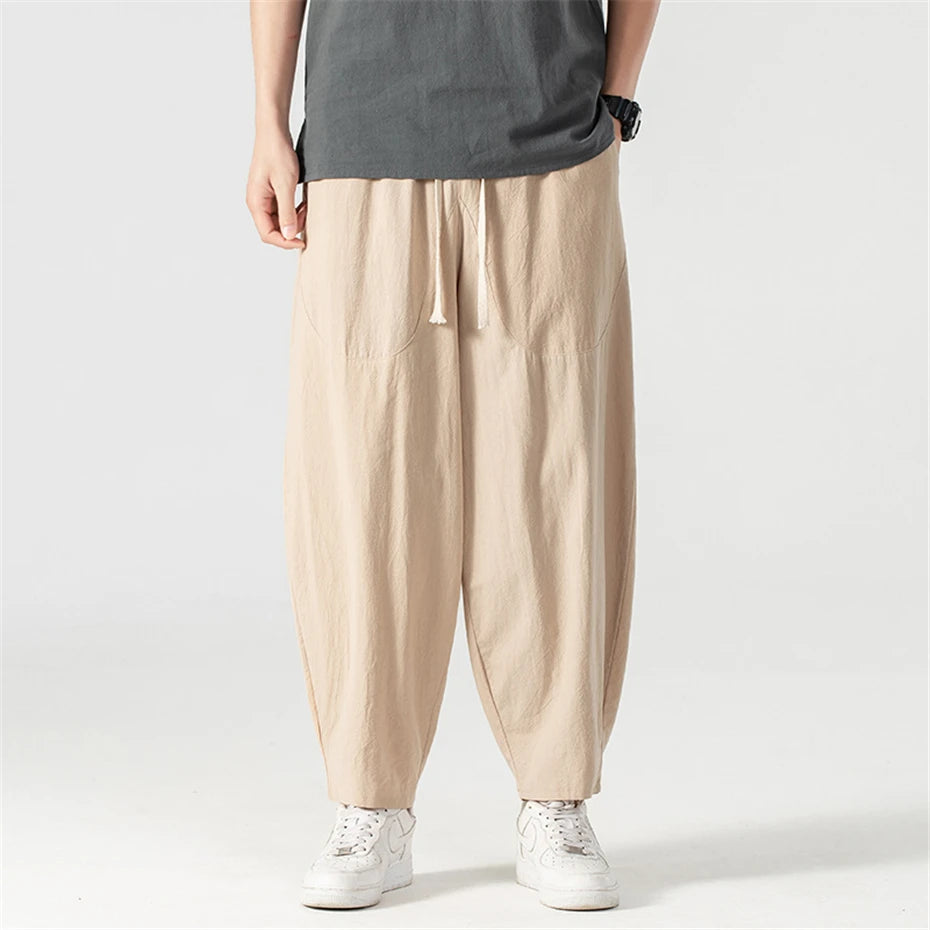 Linen Pants Men Baggy Pants Plus Size