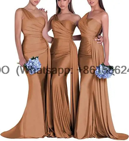 royal blue bridesmaid dresses women for wedding new satin one shoulder sexy mermaid vestidos para bodas mujer invitada chic