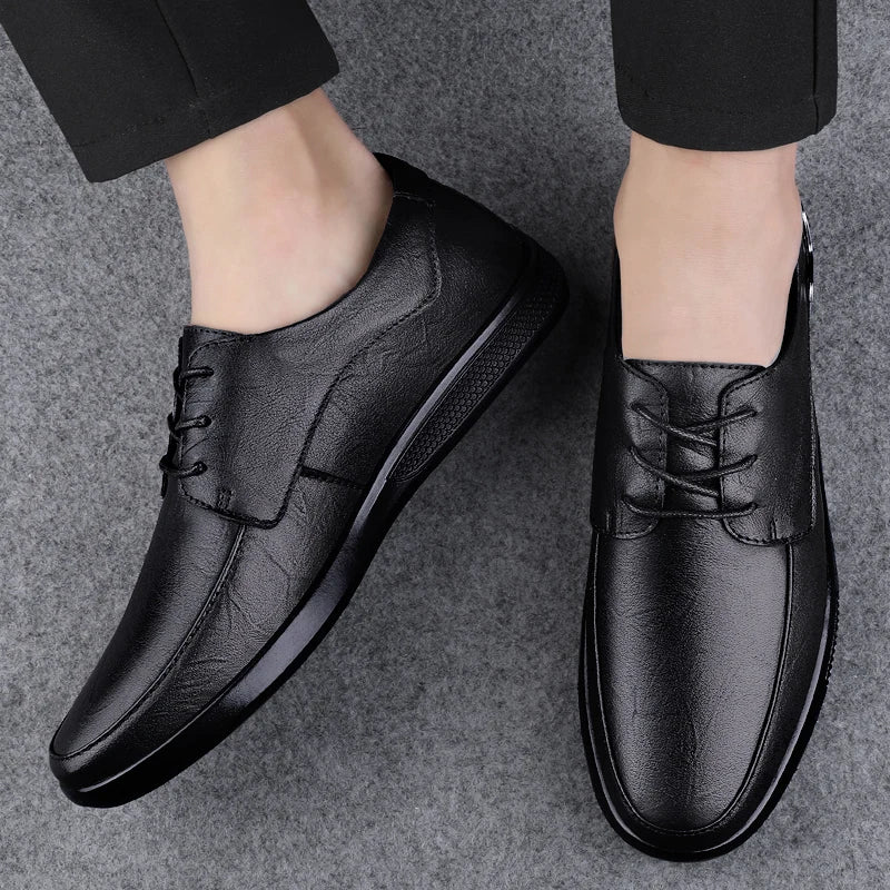 Man Shoes lace up Brogue genuine Leather Shoes Classic Comfortable Oxford Shoes Casual 2023 Men British Style Formal Shoes men