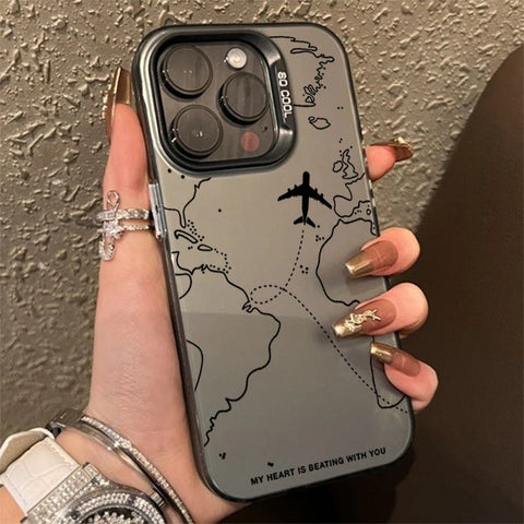 Airplane Route Design Basic Case for iPhone 15 Pro Max