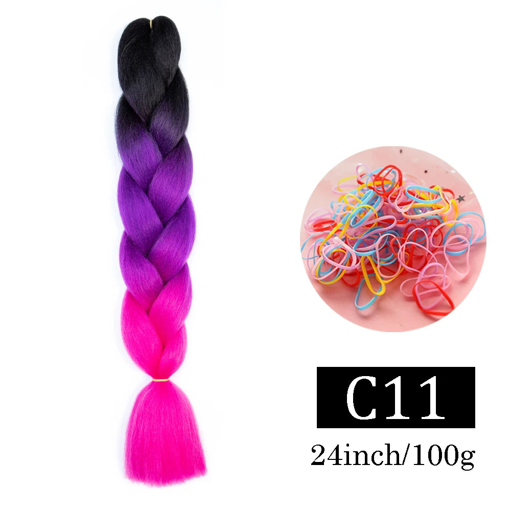 24 Inch Jumbo Braids Extensions Synthetic Braiding Hair Afro Ombre Color kanekalon Hair for Children Braid