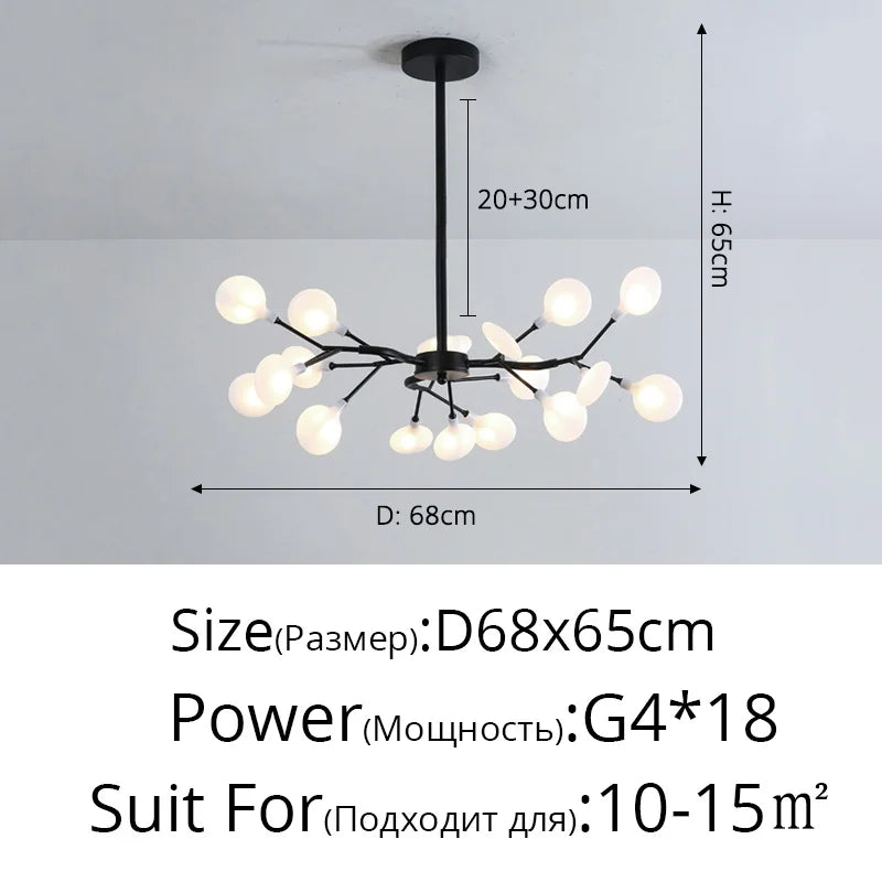 Nordic Gorgeous Firefly Lamp Home Indoor Lighting Luxurious Decor Hanging Lamp Modern LED Chandelier Living Room Bedroom Kitchen