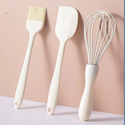 3 pieces baking set Food grade silicone heat resistant cream scraper egg beater Grease brush kitchen cake baking tools