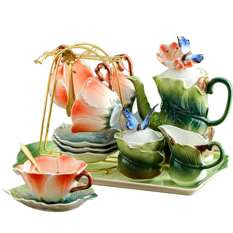 Artificial Flower Shape Cup and Saucer Set