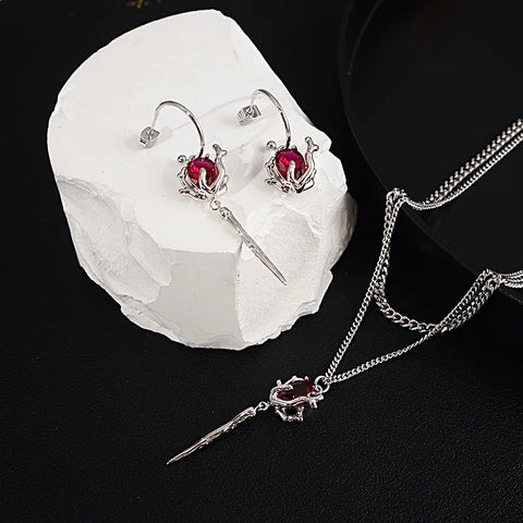 Double Layered Red Zirconia Pendant Fashion Women's Beautifully Jewelry Valentine's Day Birthday Gift