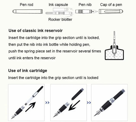 Jinhao 1200 Golden Dragon Red Crystal Eyes Fountain Pen with Push in Style Ink Converter 0.5mm Metal Ink Pens Office Supplies