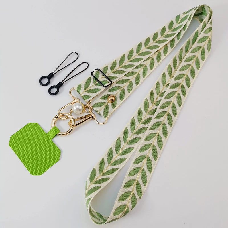 Mobile Phone Lanyard Long Crossbody Lanyard Shoulder Strap and Chain Exquisite Pearl Pendant with Adjustable Neck AntiLoss Strap