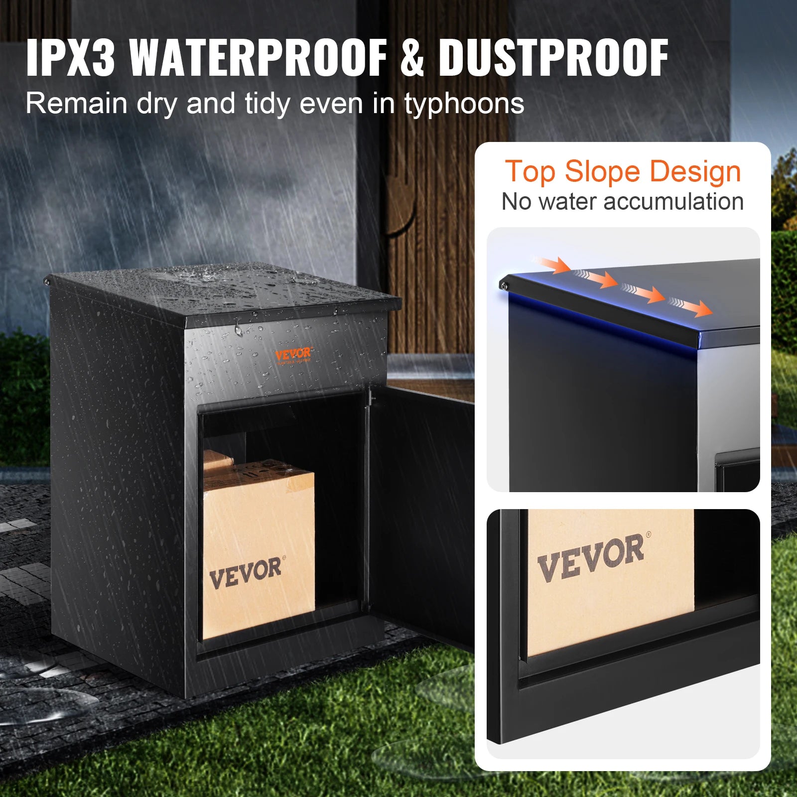 Anti-theft Mailbox IPX3 Waterproof Package Delivery Boxes