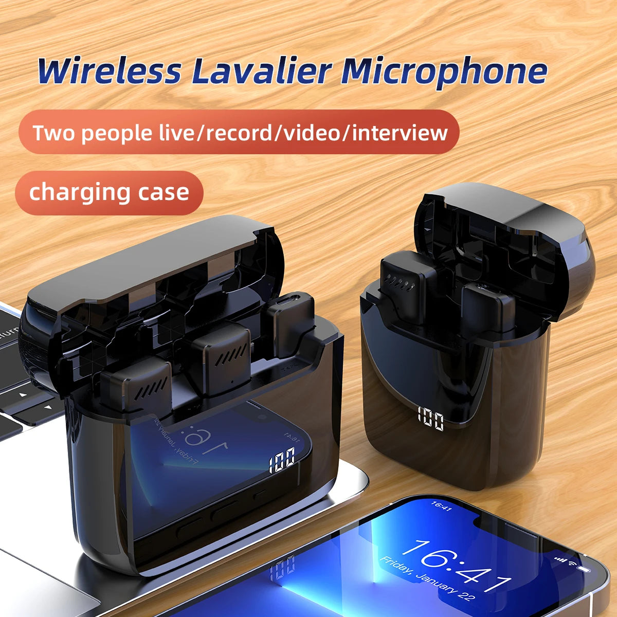 Wireless Lavalier Microphone Portable Video Audio Recording Mini Mic for SAMSUNG iPhone Android Smartphone 20m 2.4GHz Recording