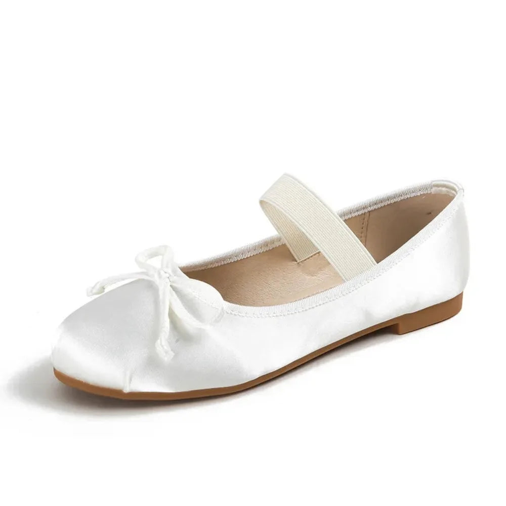 Women's Shoe Bow Silk Satin Flats Women Shoes