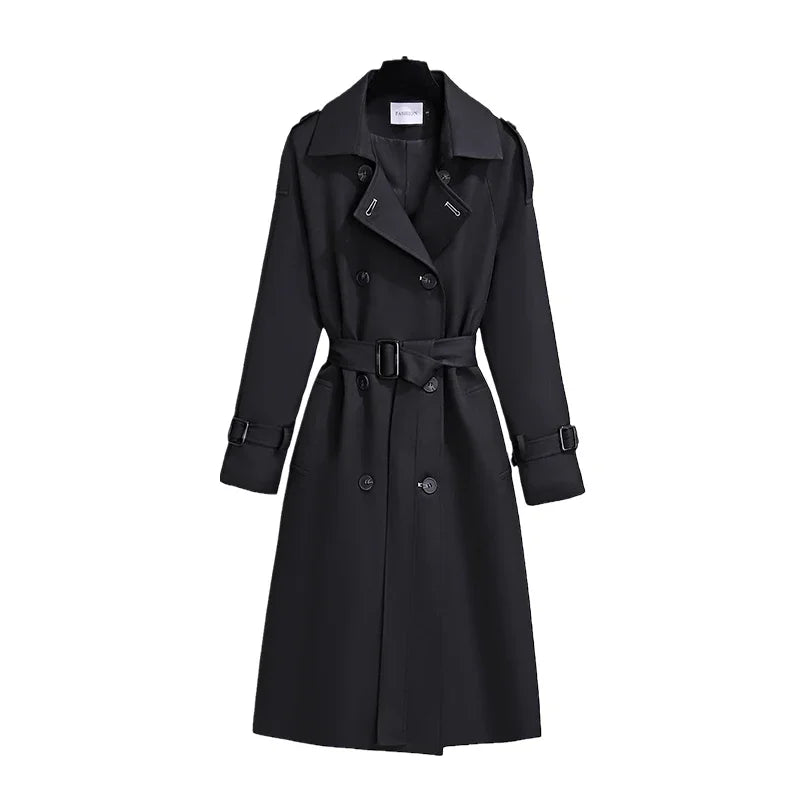 Trench Coat for Women Double Breasted British Trench Coats and Jackets Women 2023 Winter Clothes Women Tie Waist Long Coat Women