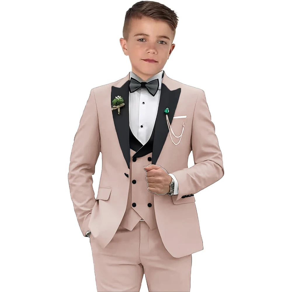 Kid's 3 Piece Suit Set Blazer Vest Pants Wedding Suits for Page Boy