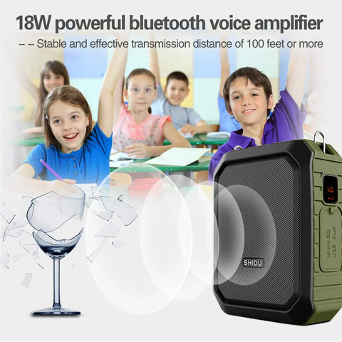 SHIDU Portable Voice Amplifier With Wireless Microphone For Teachers IPX5 Waterproof Bluetooth Speaker 4400mAh Power Bank M800