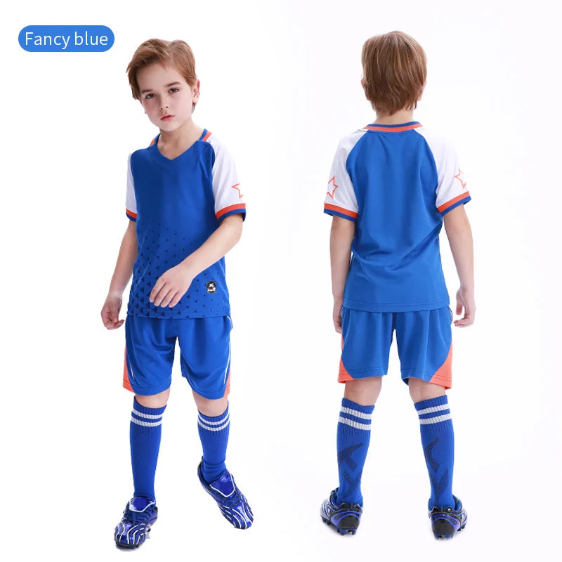 Kids Football Jersey Personalized Custom Boy Soccer Jersey Set Polyester Soccer Uniform Breathable Football Uniform For Children