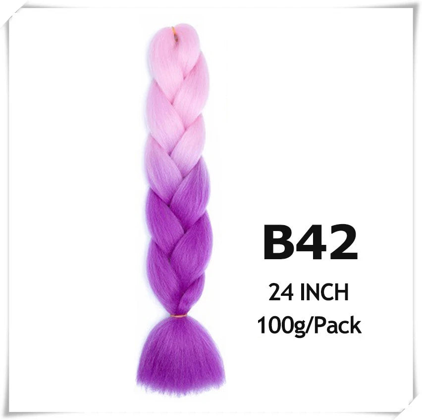 24 Inch Ombre purple jumbo Braiding Hair Synthetic