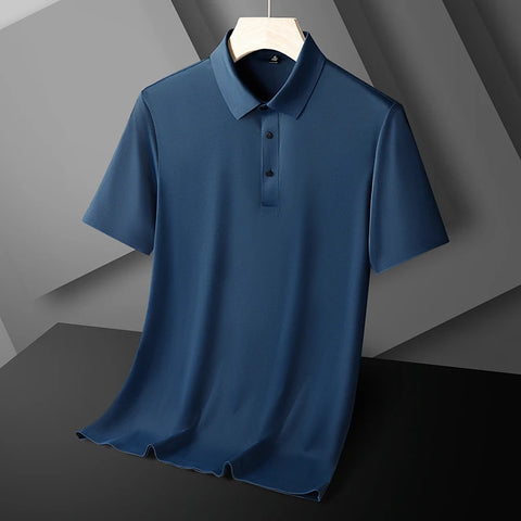 Summer Men Polo Shirt Cool Thin T Shirt Zipper