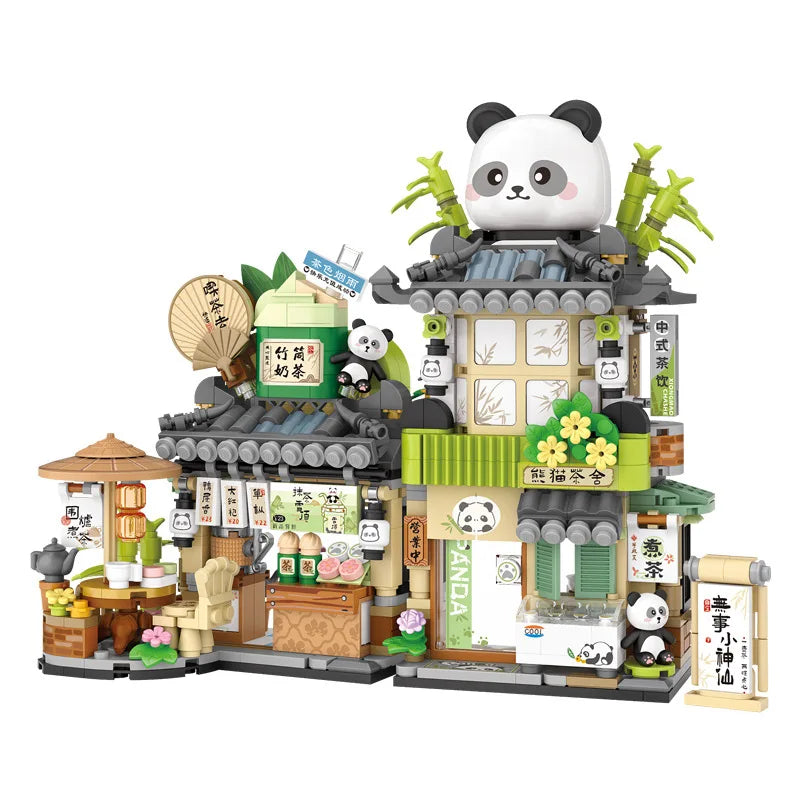 LOZ Mini city landscape building model Building Blocks Cafe Tea House Cute Bear children adult Christmas holiday gift