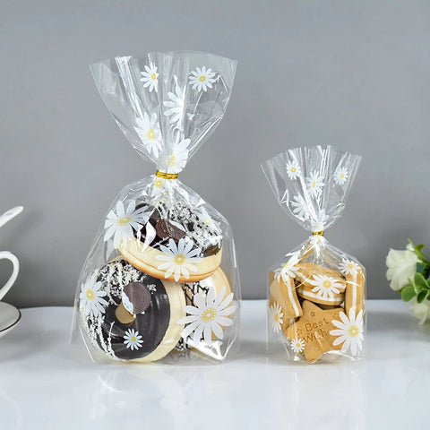 Transparent Flower Cookie Baking Packaging Bag for Wedding Birthday Party DIY Gifts Wrapping