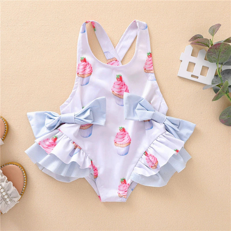 Baby Girls Swimwear Toddler Kids Swimsuit Bikini Flower Girls 2424 Summer Beachwear Backless Children Bathing Suit 1 2 3 4 Years