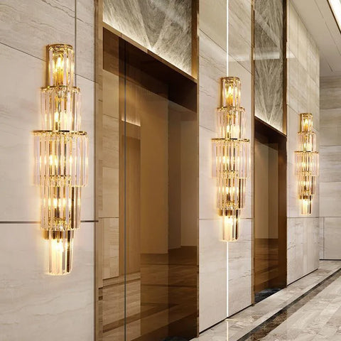 Luxury Hotel Lobby Large Big Crystal Wall Lamp