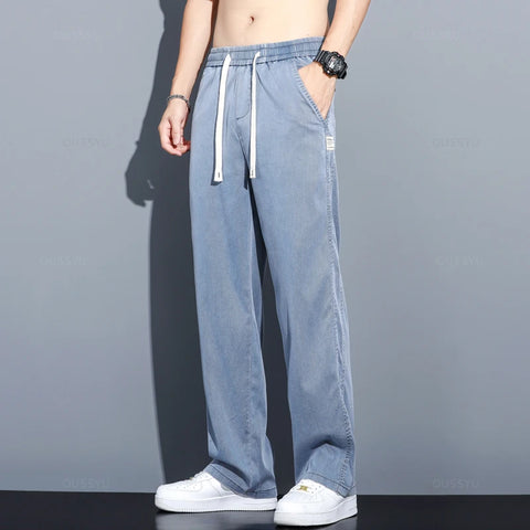 SMen's Jeans Thin Loose Straight Pants