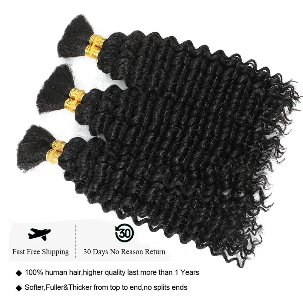 Bulk Human Hair Deep Wave For Braiding Deep Curly No Weft