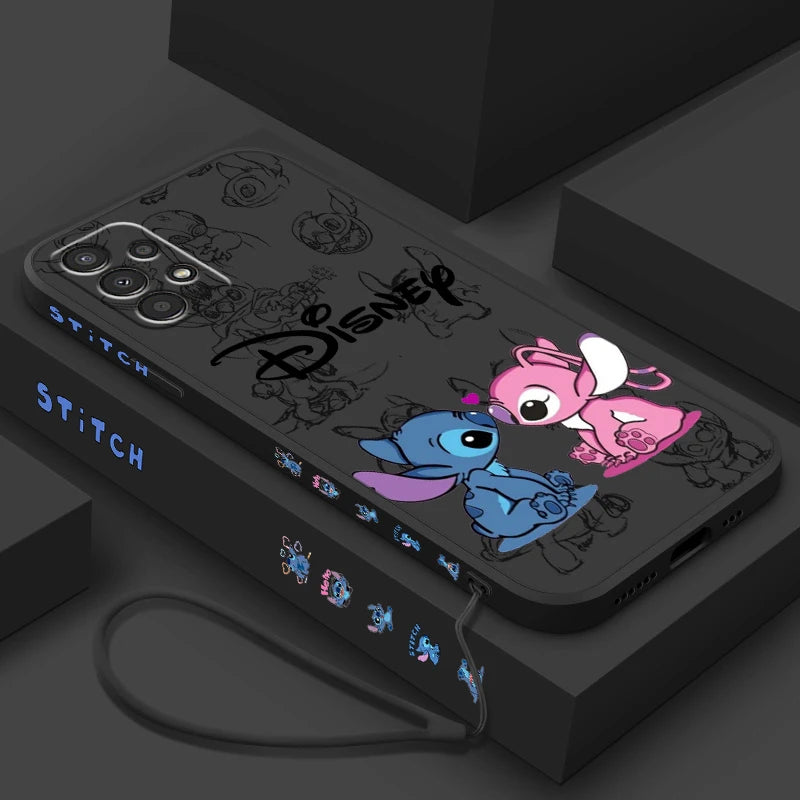 Lilo & Stitch Disney For Samsung A72 A54 A53 A52 A42 A34 A32 A25 A24 A23 A22 A15 A14 A13 A12 Liquid Left Rope Phone Case