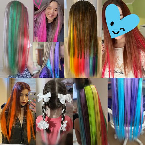 Rainbow Highlight Colored Hair Extensions