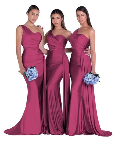 royal blue bridesmaid dresses women for wedding new satin one shoulder sexy mermaid vestidos para bodas mujer invitada chic