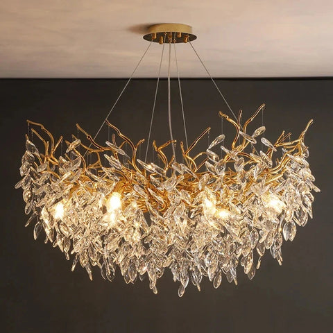 Luxury Gold Crystal LED Chandeliers Living Dining Room Bedroom Lighting Lustre Ceiling Pendant Lamps Indoor Villa Lights Fixture