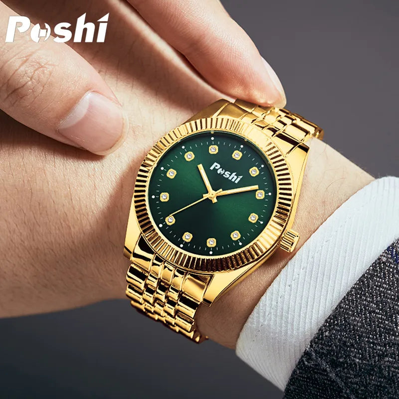 POSHI Fashion Couple Watch Luxury Luxury Stainless Steel Lover Watches Waterproof Quartz Watch for Men and Woman Lover's Gift