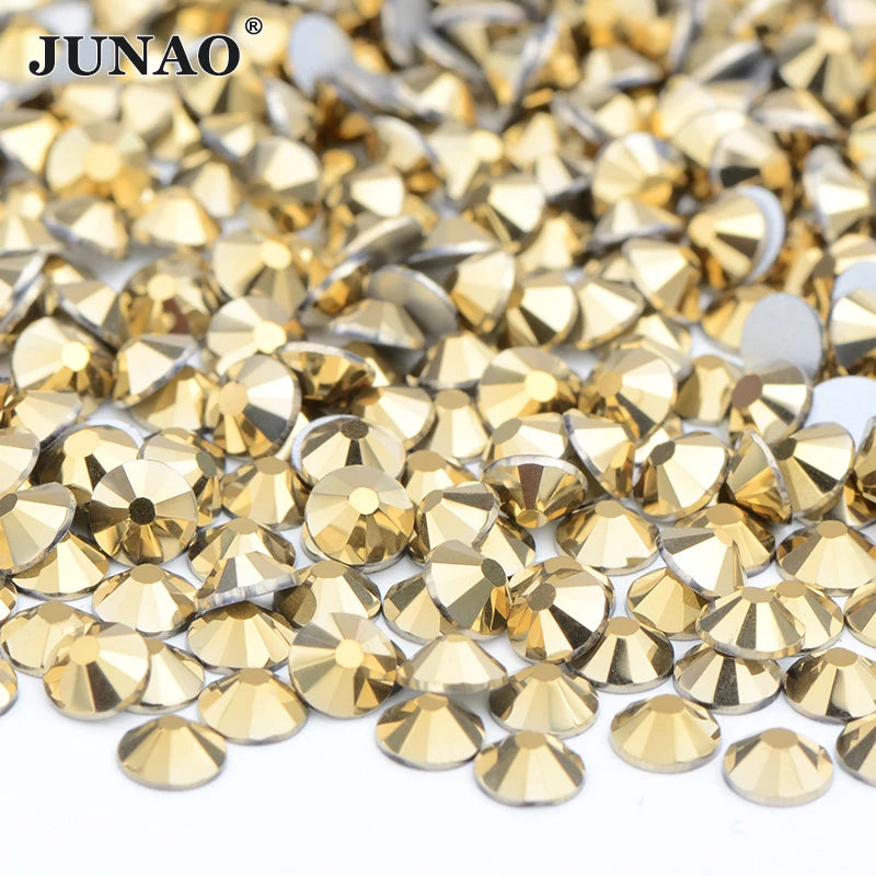 JUNAO 100Gross Bulk Packag SS6 SS10 SS12 SS16 SS20 SS30 AB Color Glass Rhinestones Non Hot Fix Flat Back Strass DIY Nail Stones