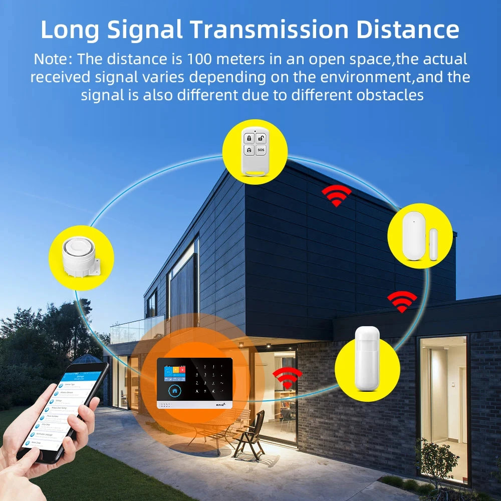 4G WiFi Alarm System Tuya Smart Life APP Control for Home Security Alarm PIR Sensor Door Sensor Smart Home Kit Fire Alarm Panel