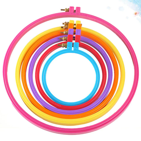 6pcs Plastic Embroidery Hoops Frame Adjustable Cross Stitch DIY Craft Circle Sewing Manual Tools