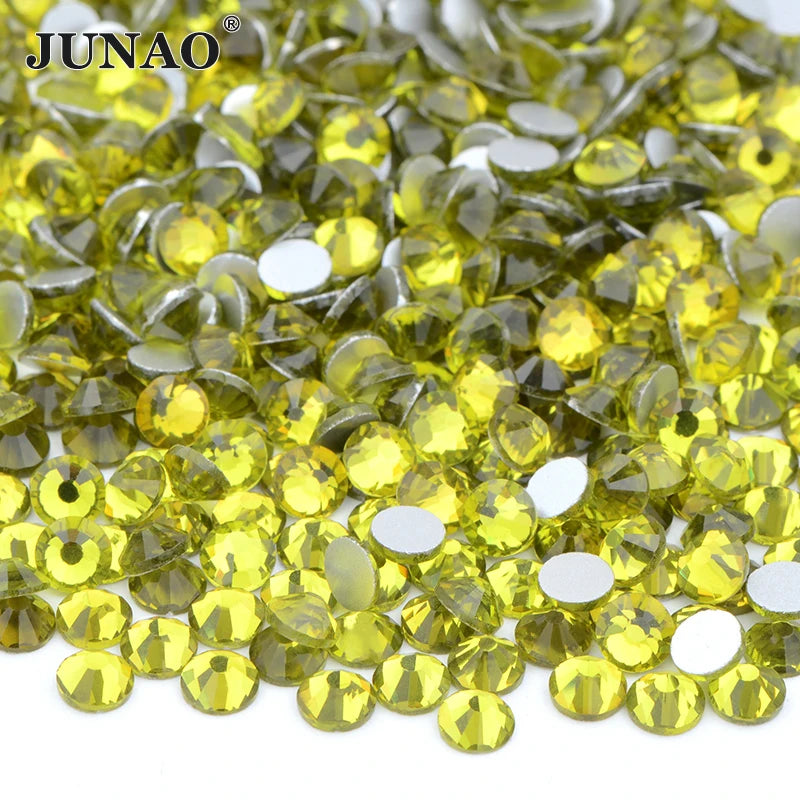 JUNAO 100Gross Bulk Packag SS6 SS10 SS12 SS16 SS20 SS30 AB Color Glass Rhinestones Non Hot Fix Flat Back Strass DIY Nail Stones