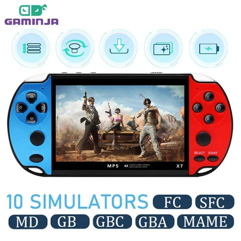 GAMINJA X7 4.3inch Handheld Game Console IPS Screen Video Game Player HD Game Console Built-in 10000 Games For GBA GBC NES GBC