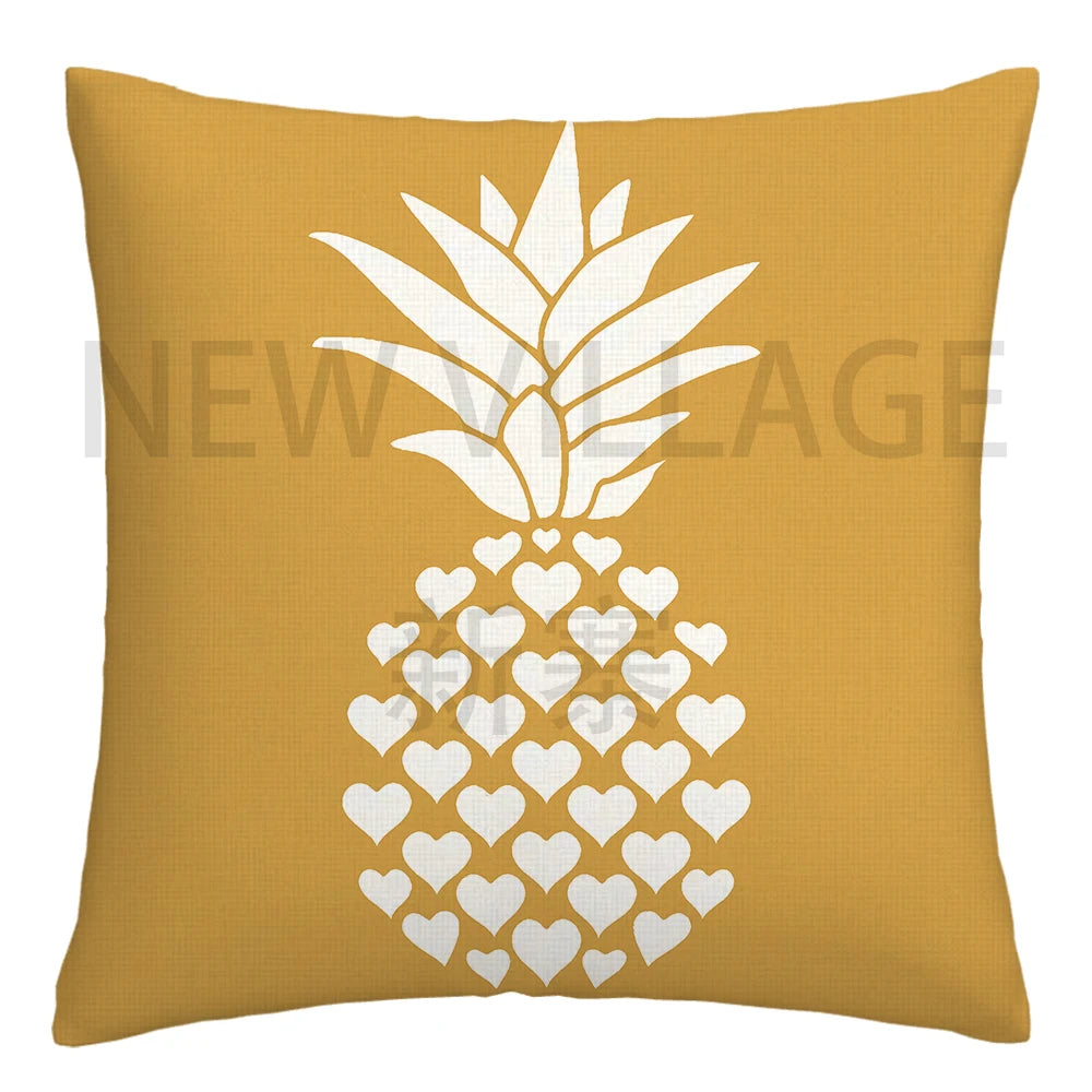 Yellow white geometric linen pillowcase sofa cushion cover home decoration can be customized for you 40x40 45x45 50x50 60x60