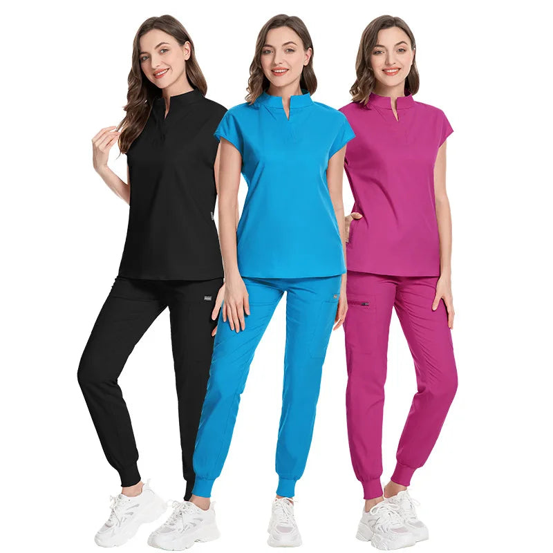 Dentistry Doctor Lab Spa Uniform Surgical Scrub Uniform for Woman Pharmacy Pet Hospital Set Slim Fitting Elasticity Nurse Scrubs