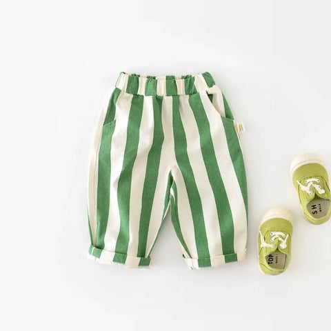 Spring New High Waist Cool Kids Baby Stripe Pants