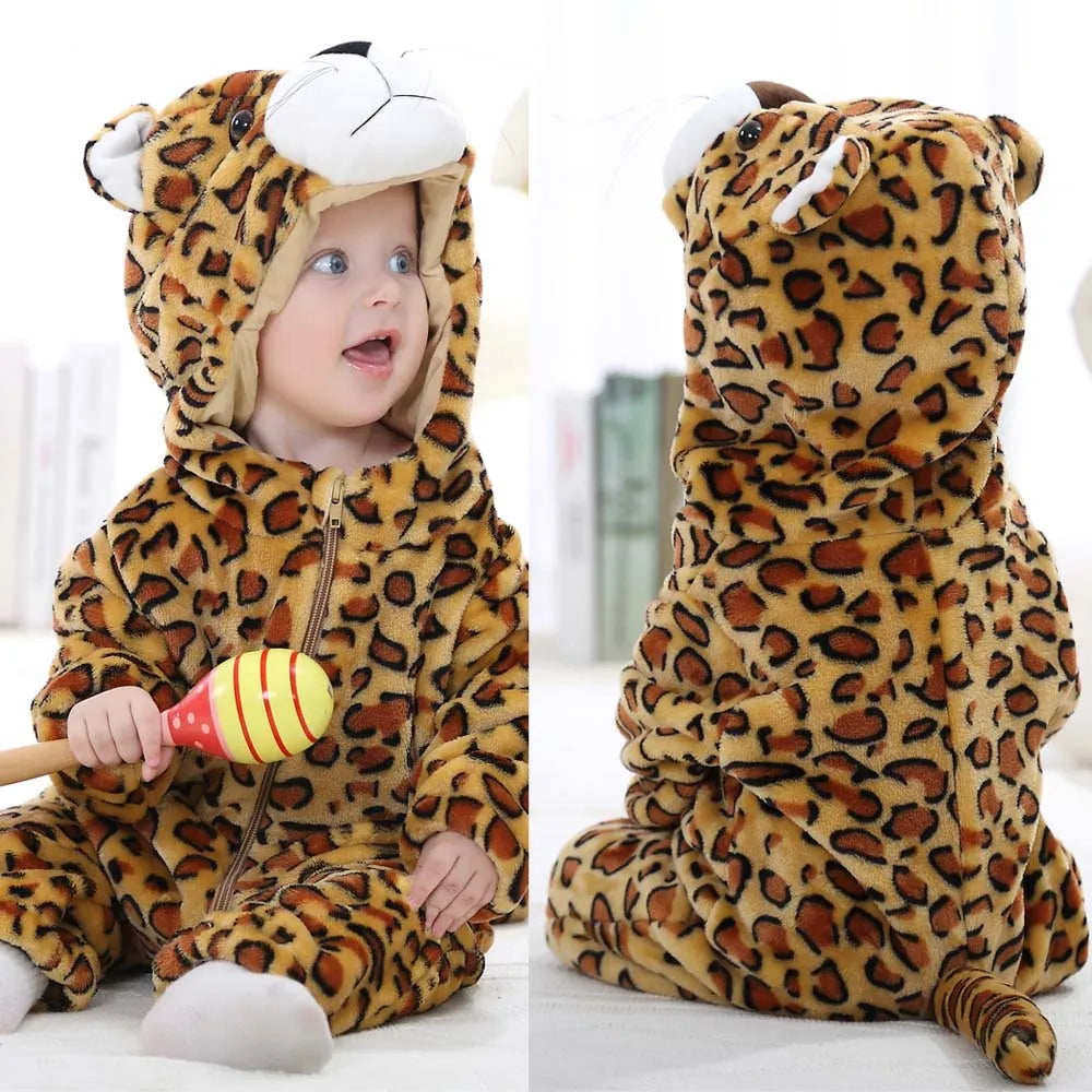 Newborn Baby Boy Clothing Animal Cartoon Hooded Jumpsuits Winter Baby Pajamas Onesies Kids Sleepwear Newborn Baby Pyjamas