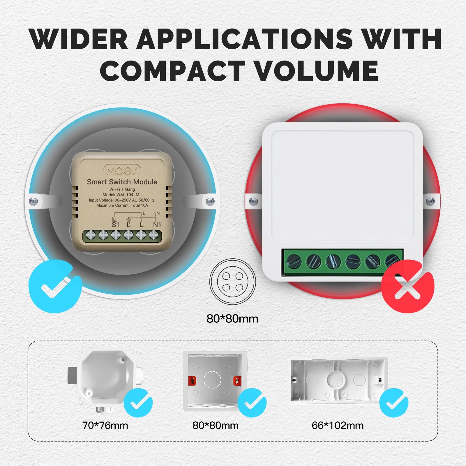 MOES Mini Tuya WiFi/Zigbee Smart Switch/Dimmer Module DIY Module Light Switch 1/2 Gang Remote Control Work Alexa Google Home