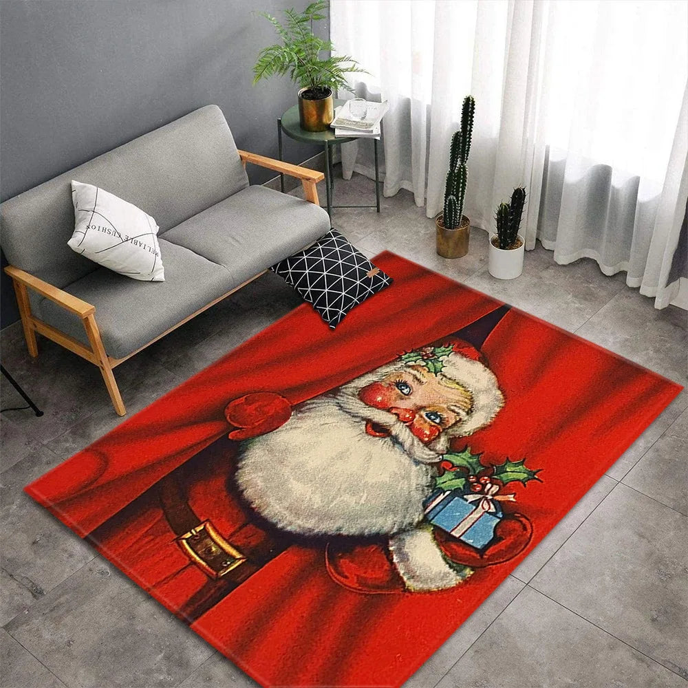 Christmas Carpet for Living Room Home Decoration Large Rugs Santa Claus Kids Room Children Bedroom Bedside Mats New Year Gifts